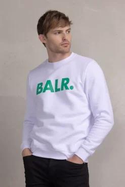 Heren BALR. Sweatshirts*Brand Straight Crewneck Bright White/Putting Green