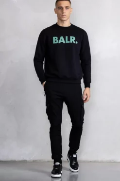 Heren BALR. Sweatshirts*Brand Straight Crewneck Jet Black/Dark Forest