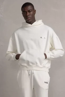 Heren BALR. Hoodies*Joey Box Satin Hoodie Egret