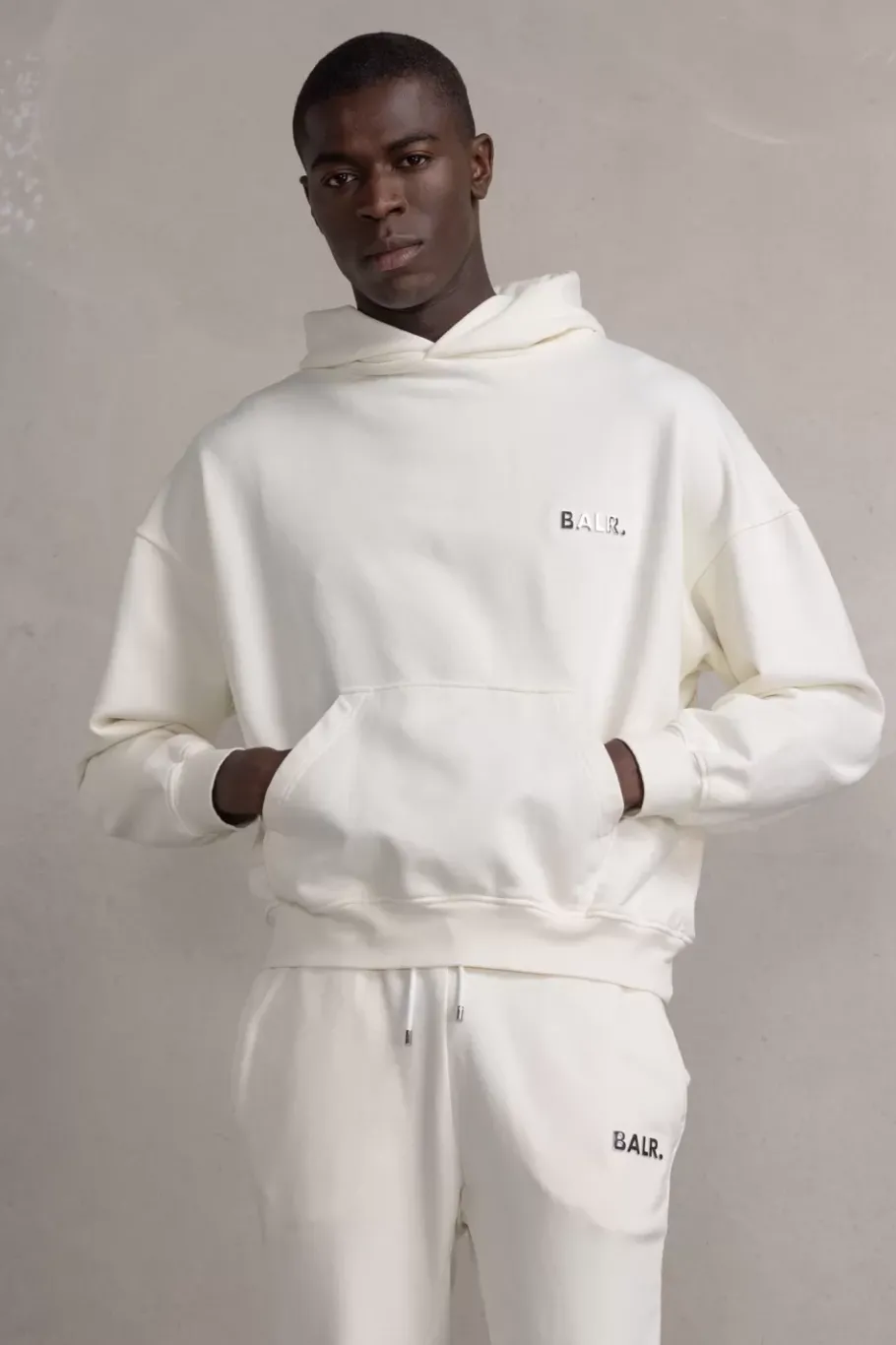 Heren BALR. Hoodies*Joey Box Satin Hoodie Egret