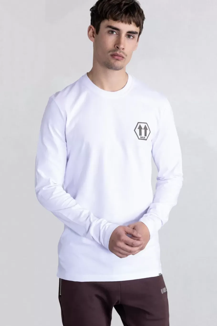 Heren BALR. T-Shirts*Olaf Straight Arrows Longsleeve T-Shirt Bright White
