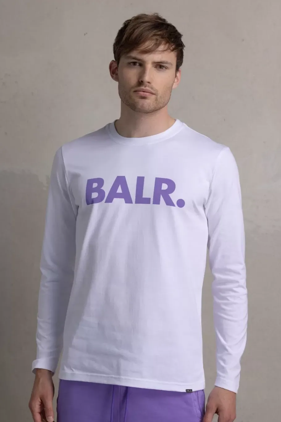 Heren BALR. T-Shirts*Olaf Straight Brand Logo Longsleeve Bright White