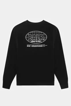 Heren BALR. Sweatshirts*Olaf Straight H2S Globe Crewneck Jet Black