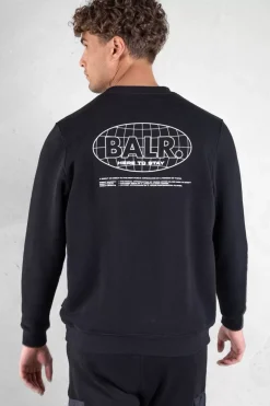 Heren BALR. Sweatshirts*Olaf Straight H2S Globe Crewneck Jet Black