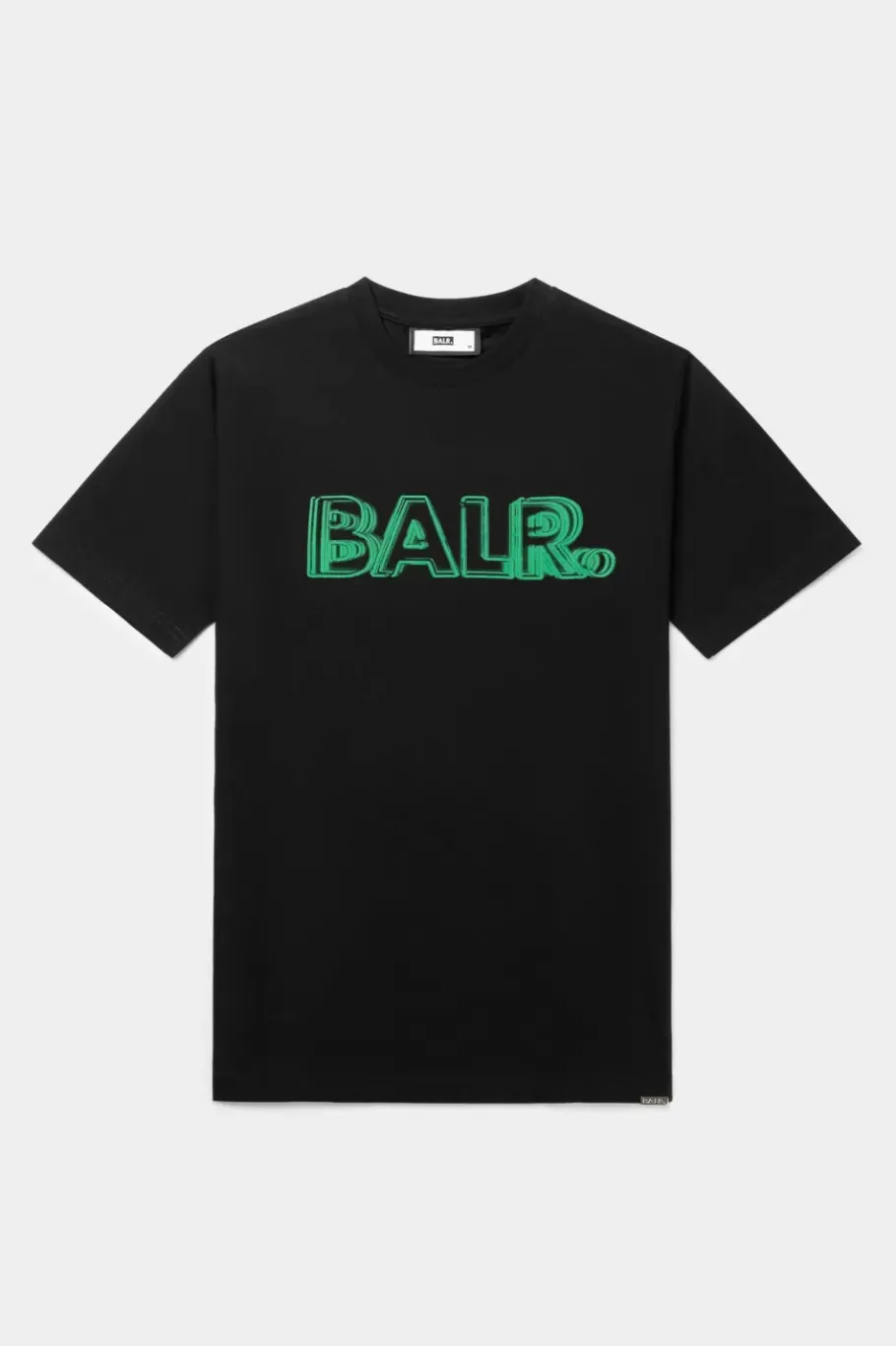 Heren BALR. T-Shirts*Olaf Straight Neon Brand T-Shirt Jet Black/Putting Green