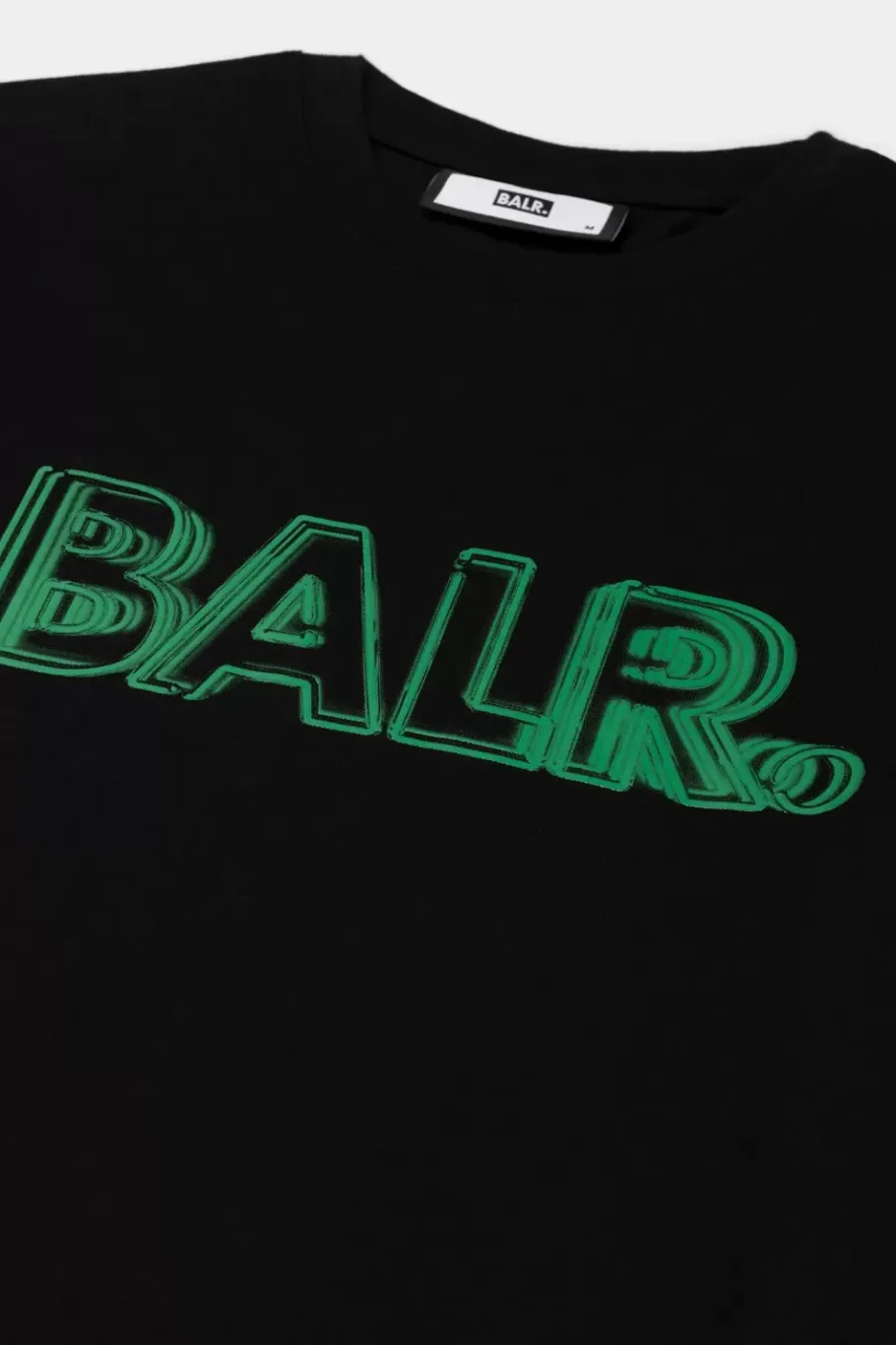 Heren BALR. T-Shirts*Olaf Straight Neon Brand T-Shirt Jet Black/Putting Green