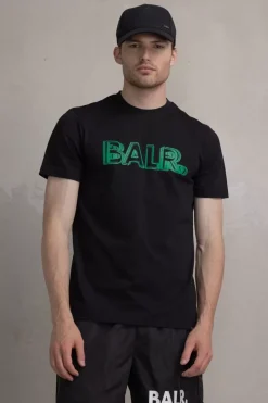 Heren BALR. T-Shirts*Olaf Straight Neon Brand T-Shirt Jet Black/Putting Green