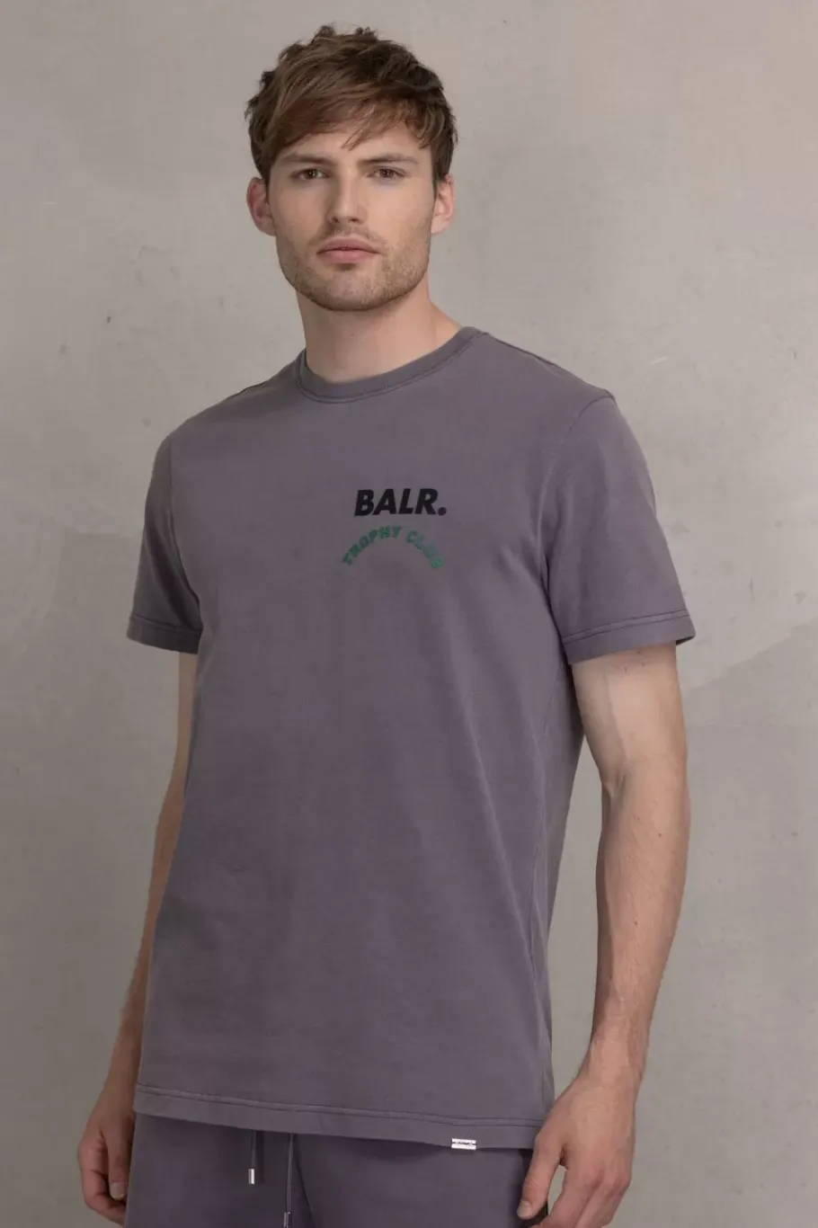 Heren BALR. T-Shirts*Olaf Straight Washed Trophy Club T-Shirt Asphalt Washed