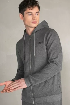 Heren BALR. Sweatshirts*Q-Series Straight Zipped Hoodie Men Dk Grey Heather
