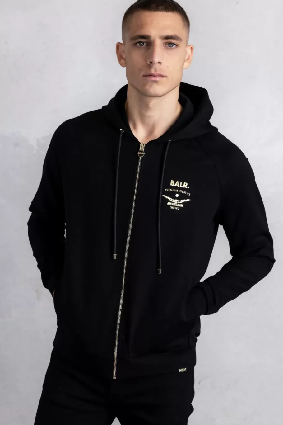 Heren BALR. Sweatshirts*Rani Zip Gold Emblem Hoodie Jet Black