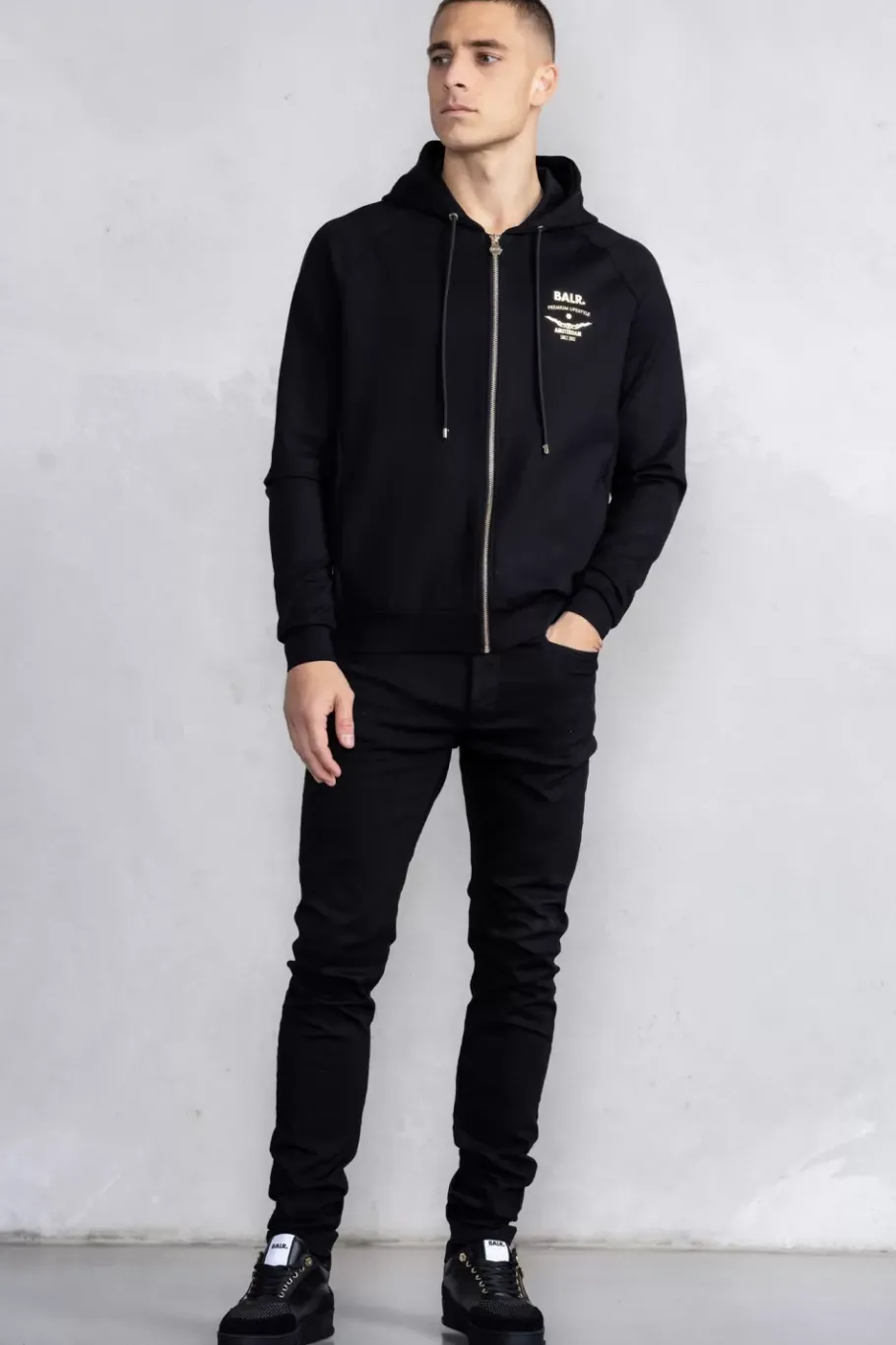Heren BALR. Sweatshirts*Rani Zip Gold Emblem Hoodie Jet Black
