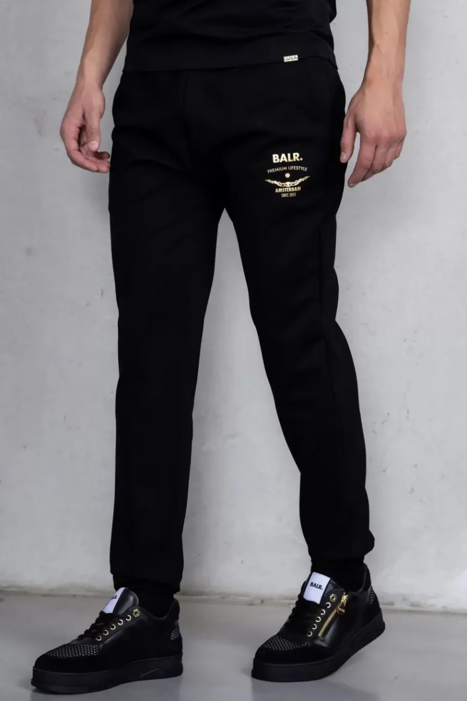 Heren BALR. Broek*Regular Gold Emblem Jogger Jet Black