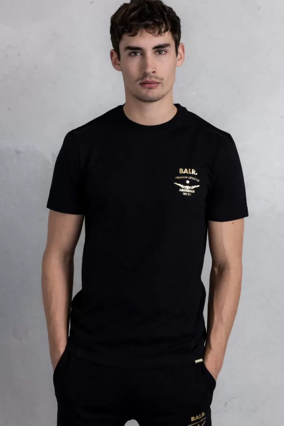 Heren BALR. T-Shirts*Sebastian Slim Gold Emblem T-Shirt Jet Black