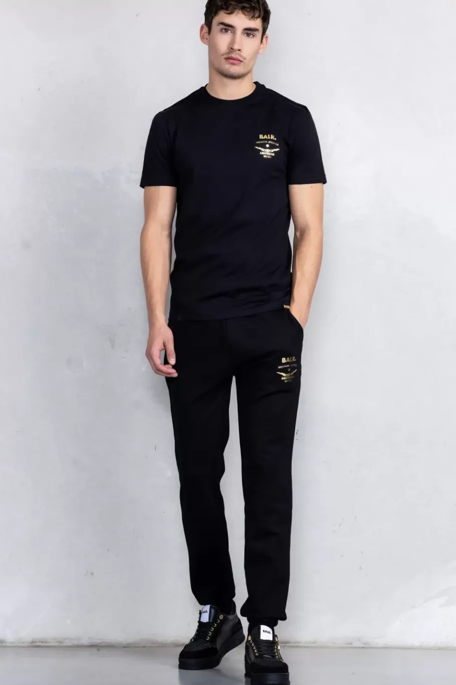 Heren BALR. T-Shirts*Sebastian Slim Gold Emblem T-Shirt Jet Black